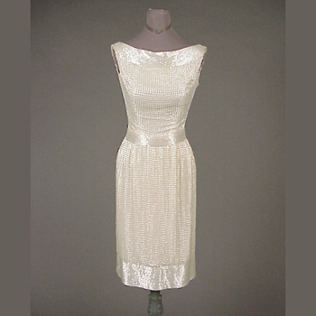 Lot image - Ceil Chapman Ivory Beaded Cocktail Dress