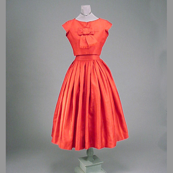 Lot image - Christian Dior Red Silk Cocktail Dress