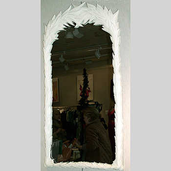 Lot image - Painted Leaf-Carved Mirror