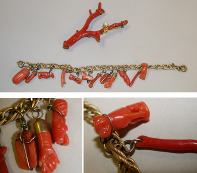 Lot image - Two Pieces Coral Jewelry