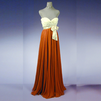Lot image - Ermine and Chiffon Evening Gown