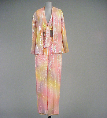 Lot image - Halston Sequined Evening Pants Ensemble American, 1970s