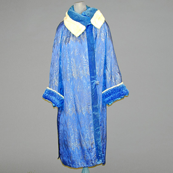 Lot image - Blue Lame Evening Coat French, 1920s