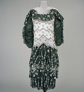 Lot image - Zandra Rhodes Black and White Two-Piece Dress English, 1980s
