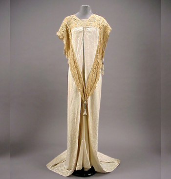 Lot image - Ivory Damask and Lace Formal Gown