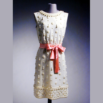 Lot image - Norell Beaded White Linen Dress