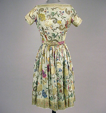 Lot image - Traina-Norell Silk Brocade Cocktail Dress