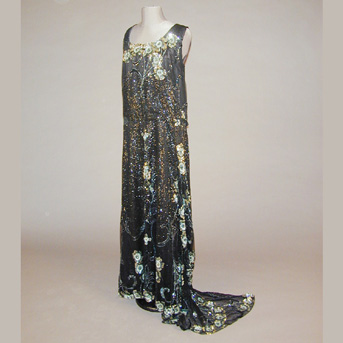 Lot image - Iridescent Sequined Black Evening Gown