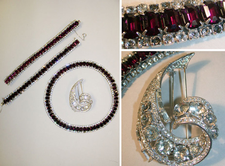 Lot image - Trifari and Other Rhinestone Jewelry