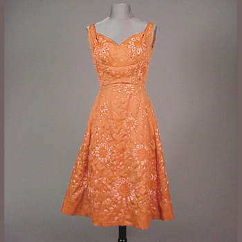 Lot image - Coral Beaded Cocktail Dress