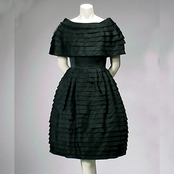 Lot image - Simonetta Tiered Black Cocktail Dress