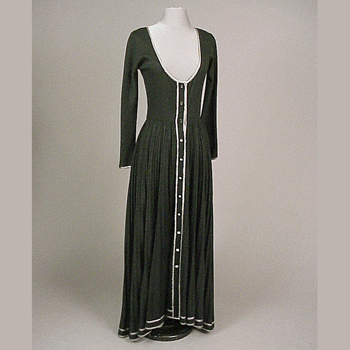 Lot image - Geoffrey Beene Mirrored Button Evening Dress