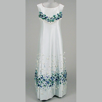 Lot image - Light Blue Silk A-Line Evening Gown