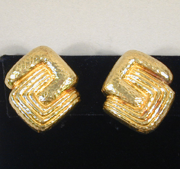 Lot image - Pair of David Webb Gold S-Design Earrings
