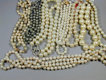 Lot image - Group of Eight Faux Pearl Necklaces
