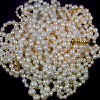 Lot image - Group of Seven Faux Pearl Necklaces and One Bracelet