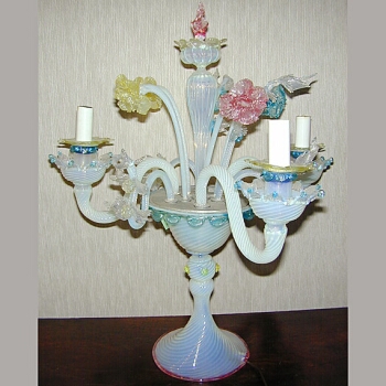Lot image - Murano Glass Three-Light Lamp