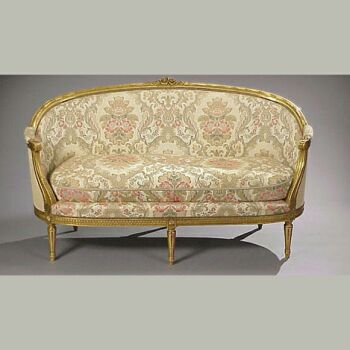 Lot image - Louis XVI Style Gilt Carved Wood Settee