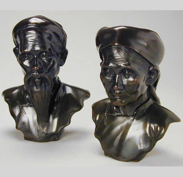 Lot image - Pair of Bronze Busts