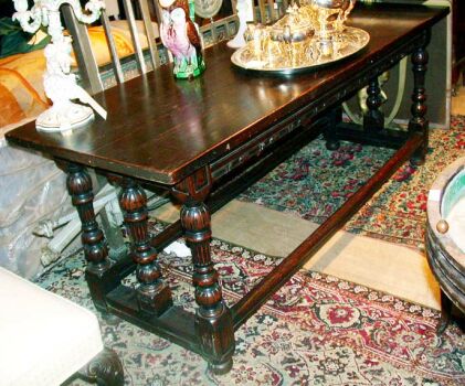 Lot image - Continental Baroque Style Carved Oak Refectory Table