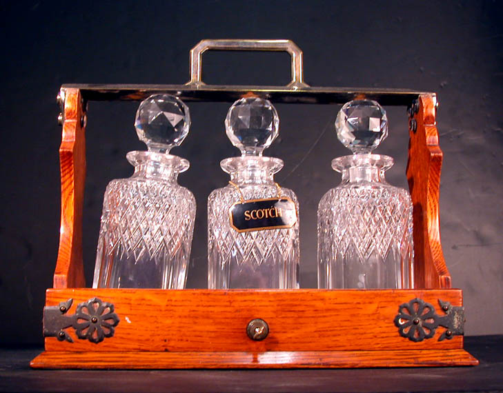 Lot image - Victorian Oak and Silver Plated Tantalus