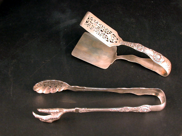 Lot image - Tiffany & Co. Sterling Silver Ice Tongs and Sandwich Tongs