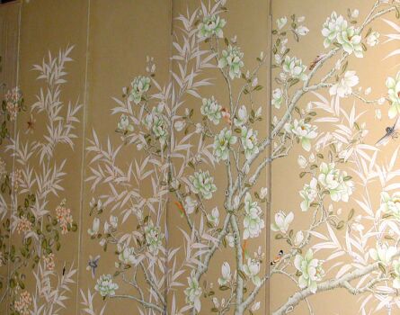 Lot image - Wallpaper Covered Twelve-Fold Screen