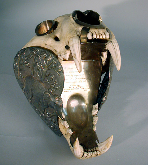 Lot image - Thailand Silver Mounted Tiger Head Smoking Stand