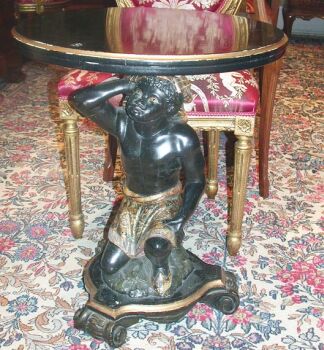 Lot image - Italian Carved and Painted Wood Blackamoor Low Table