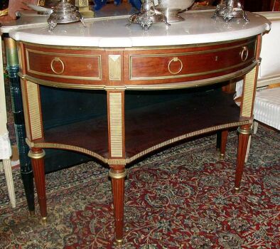 Lot image - Louis XVI Style Marble Top Gilt-Bronze Serving Table