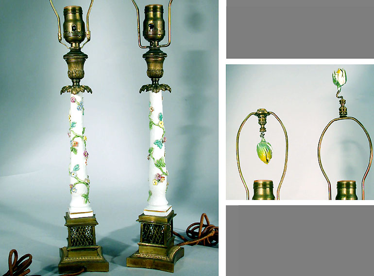 Lot image - Pair of Gilt-Bronze Mounted Porcelain Lamps