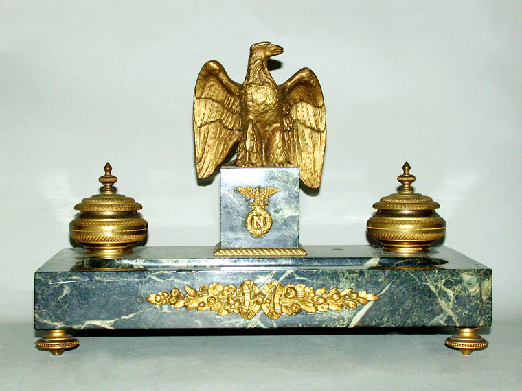Lot image - Empire Style Gilt-Bronze and Marble Inkstand