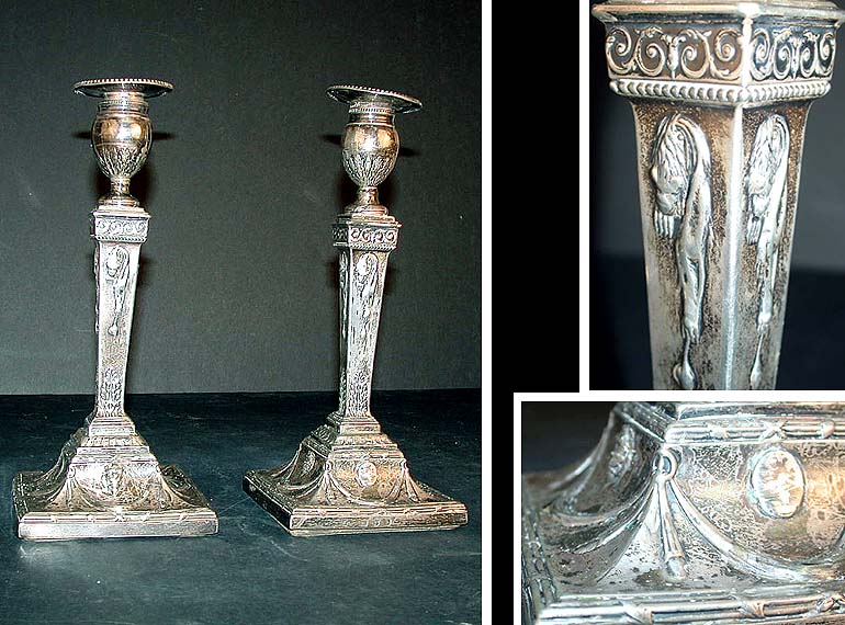 Lot image - Pair of English Silver Candlesticks