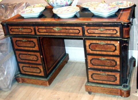 Lot image - Victorian Burl-Wood Desk