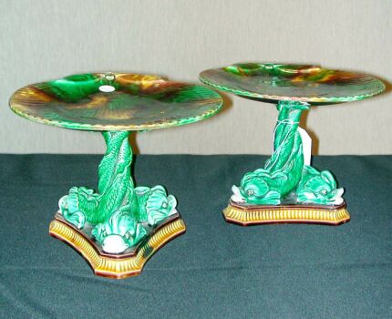 Lot image - Two Wedgwood Majolica Compotes