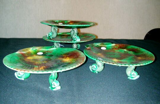 Lot image - Four Wedgwood Majolica Compotes