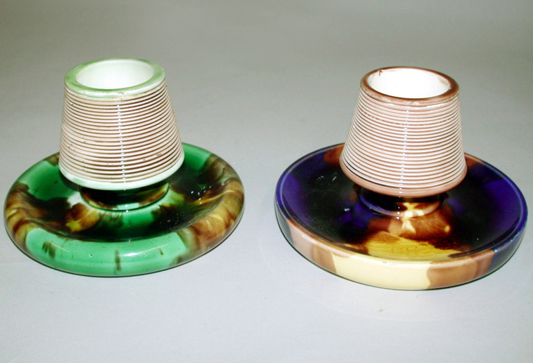 Lot image - Two Wedgwood Majolica Match Strike Stands