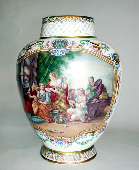 Lot image - Continental Enamel Decorated Glass Vase