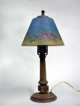 Lot image - Handel Reverse Painted Glass Boudoir Lamp