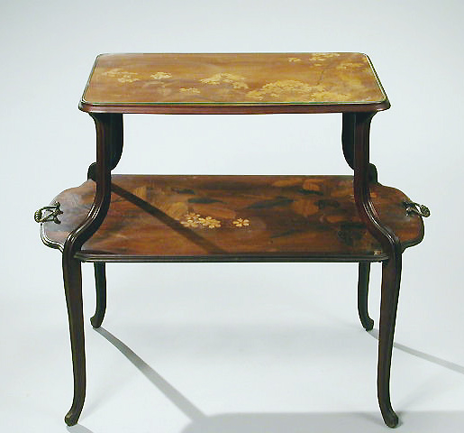 Lot image - Majorelle Marquetry Two-Tier Table