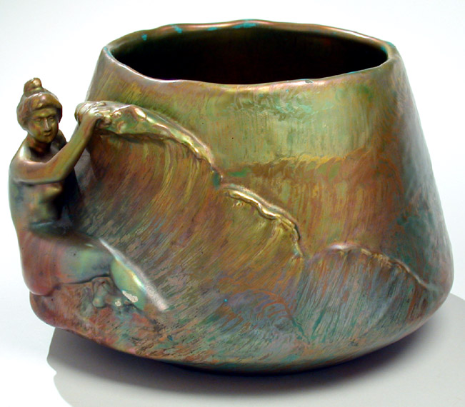 Lot image - Clement Massier Iridescent Glazed Cachepot