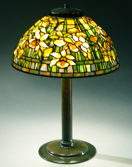 Lot image - Tiffany Studios Bronze and Favrile Glass Daffodil