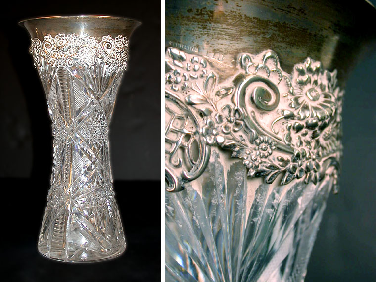 Lot image - Silver Mounted Cut Glass Vase
