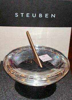 Lot image - Steuben Glass and Bronze Sundial
