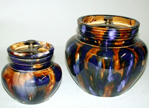 Lot image - Two Majolica Tobacco Jars