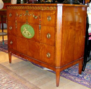 Lot image - Edwardian Painted Satinwood Chest of Drawers