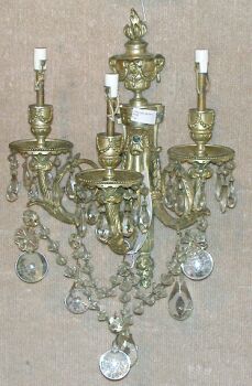 Lot image - Louis XVI Style Patinated-Bronze Three-Light Sconce
