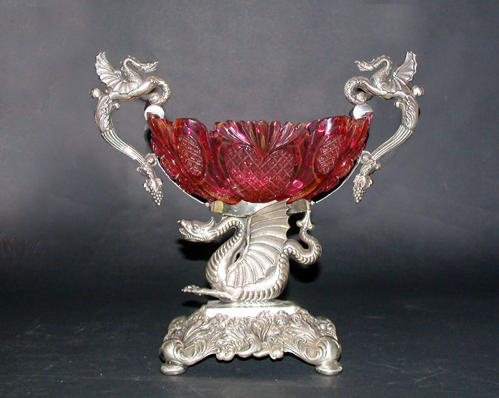 Lot image - Continental Silver Mounted Cut Glass Bowl