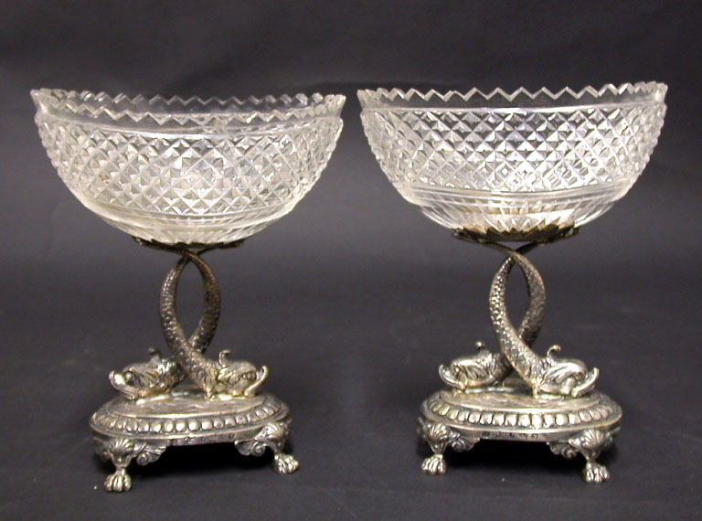 Lot image - Pair of Continental Silver Mounted Cut Glass Bowls