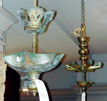 Lot image - Two Brass Hanging Lamps